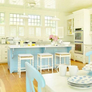 欧式风格小清新蓝色厨房吧台装修效果图