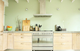 欧式风格小清新绿色厨房背景墙效果图