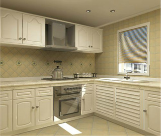 欧式风格大气白色厨房橱柜设计图