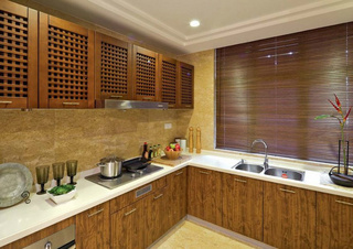 中式风格古典原木色厨房橱柜设计图