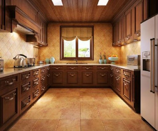 中式风格古典暖色调厨房橱柜设计图