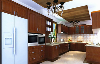 新中式风格时尚暖色调厨房橱柜设计图纸