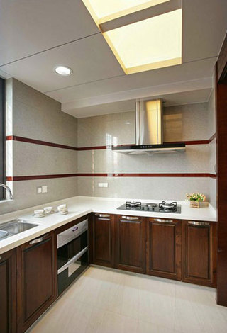 中式风格简洁白色厨房瓷砖图片