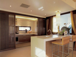 中式风格大气暖色调厨房吧台装修效果图