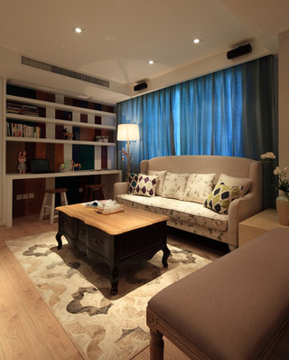 地中海风格两室一厅小清新90平米沙发效果图