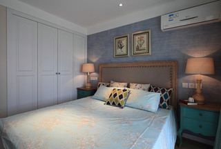 地中海风格两室一厅小清新90平米卧室背景墙装修图片