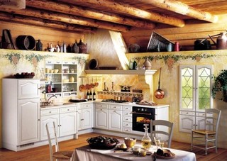 田园风格浪漫白色厨房橱柜安装图