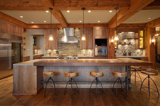 简约风格简洁原木色厨房吧台设计