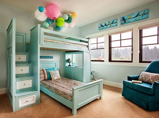 小清新蓝色卧室沙发效果图