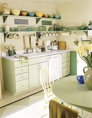 田园风格浪漫绿色厨房橱柜设计图纸