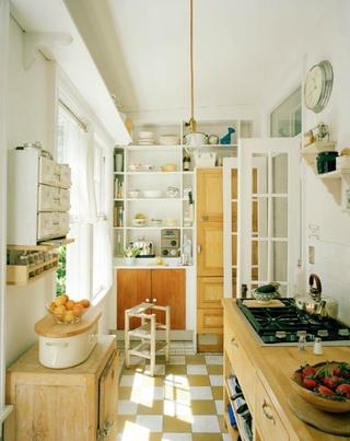 田园风格简洁原木色厨房橱柜定做
