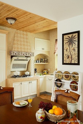 田园风格实用原木色厨房橱柜设计图纸