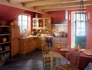 田园风格实用原木色厨房橱柜定做