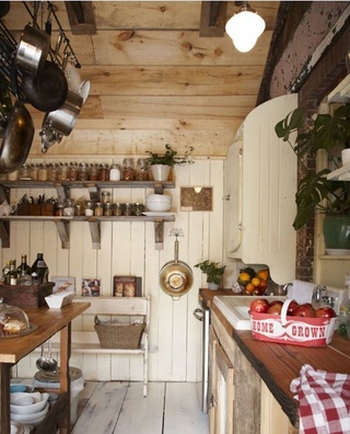 田园风格古典原木色厨房橱柜订做