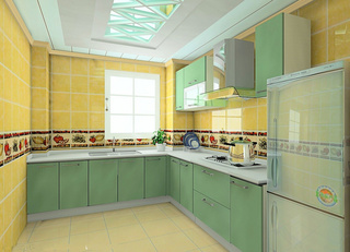 田园风格大气绿色厨房橱柜安装图
