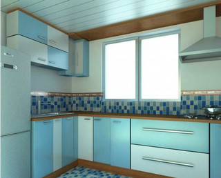 地中海风格简洁蓝色厨房橱柜订做