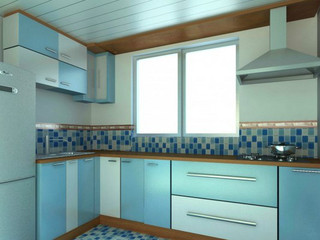 地中海风格简洁蓝色厨房橱柜设计图纸