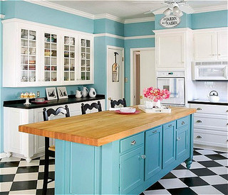 地中海风格简洁蓝色厨房橱柜设计