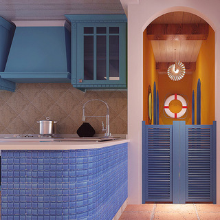 地中海风格简洁蓝色厨房装潢