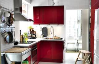 宜家风格小清新红色厨房橱柜设计