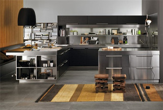 宜家风格简洁灰色厨房橱柜图片