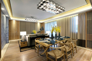 中式风格温馨140平米以上餐厅装潢