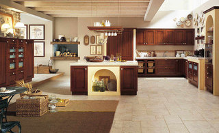 美式风格大气原木色厨房橱柜设计