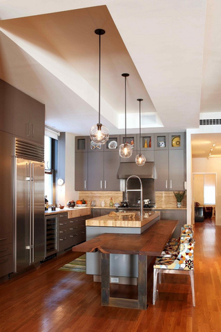 美式风格简洁暖色调厨房橱柜设计