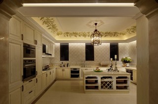 美式风格大气黑白厨房橱柜设计