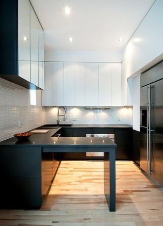 美式风格简洁黑白厨房橱柜设计图
