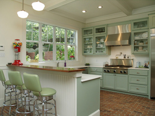 简约风格时尚绿色厨房橱柜图片