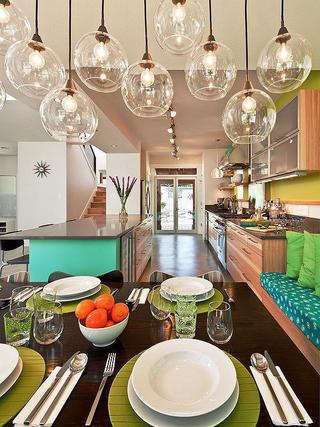 简约风格小清新绿色厨房橱柜定做