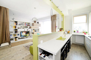 简约风格小清新绿色厨房橱柜效果图