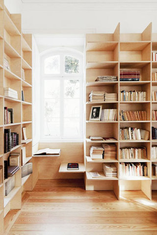 简约风格简洁原木色书房效果图