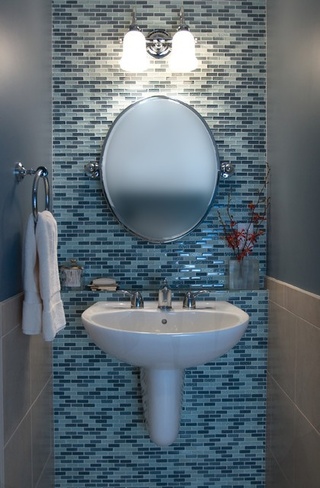 简约风格简洁蓝色卫生间洗手台效果图