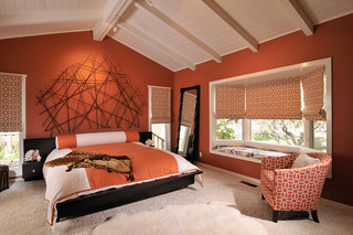 美式风格温馨橙色卧室飘窗设计图纸