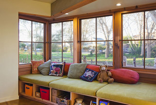 美式风格小清新绿色客厅飘窗装修图片