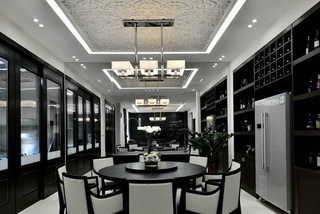 欧式风格浪漫黑白餐厅家具效果图