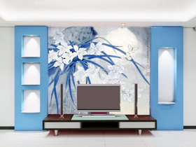 给电视背景增添一抹颜色 华丽客厅 画中有画