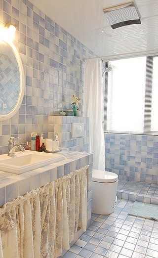 欧式风格蓝色卫生间洗手台图片