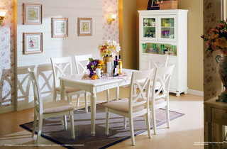 田园风格可爱白色客厅餐桌图片