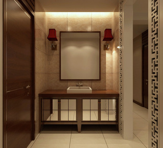 中式风格简洁黄色卫生间装修