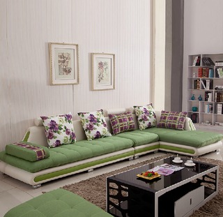 时尚绿色客厅沙发效果图
