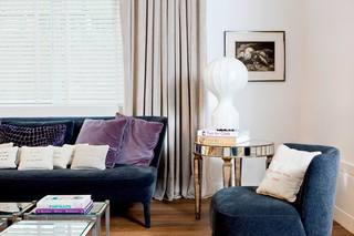 简约风格时尚蓝色客厅沙发布艺沙发图片