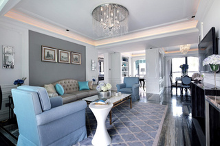 新古典风格三居室舒适130平米客厅装修效果图
