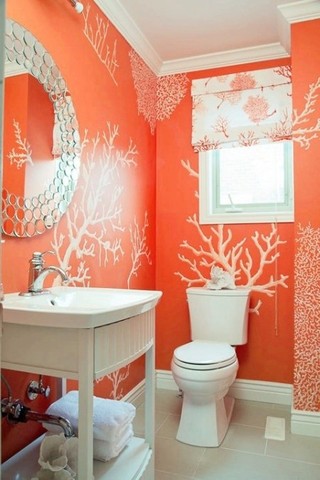 地中海风格小清新橙色卫生间设计图纸