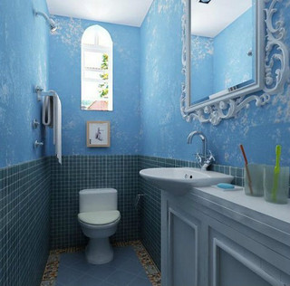 地中海风格小清新蓝色卫生间设计