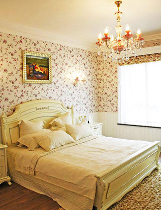 田园风格温馨卧室卧室背景墙装修效果图