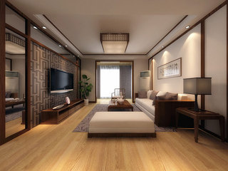 中式风格稳重客厅吊顶设计图