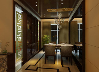 中式风格古典餐厅吊顶效果图